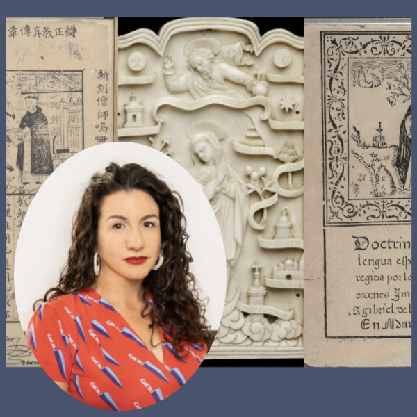 Stephanie head shot in front of ivory carving