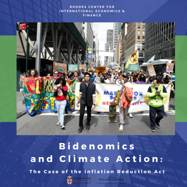 Climate protest marching down city street