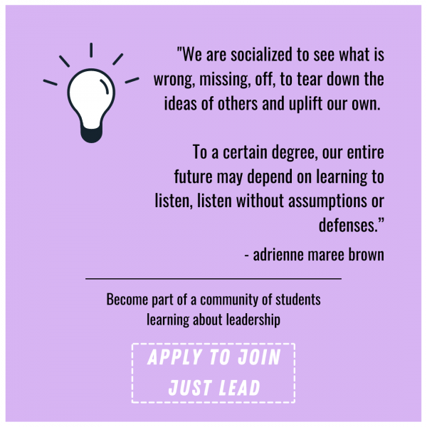 “We are socialized to see what is wrong, missing, off, to tear down the ideas of others and uplift our own. To a certain degree, our entire future may depend on learning to listen, listen without assumptions or defenses.” - adrienne maree brown