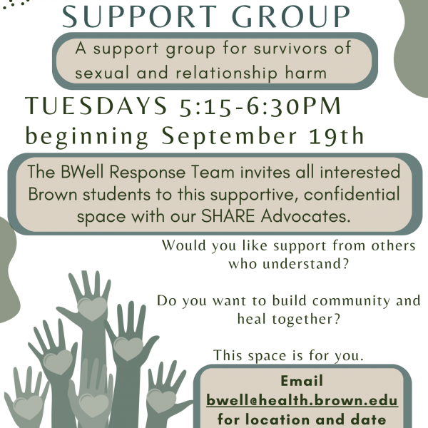 Survivor Support Group, facilitated by BWell Response Team SHARE Advocates