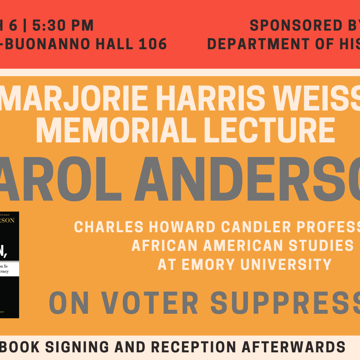 Carol Anderson to deliver the 2019 Marjorie Harris Weiss Lecture
