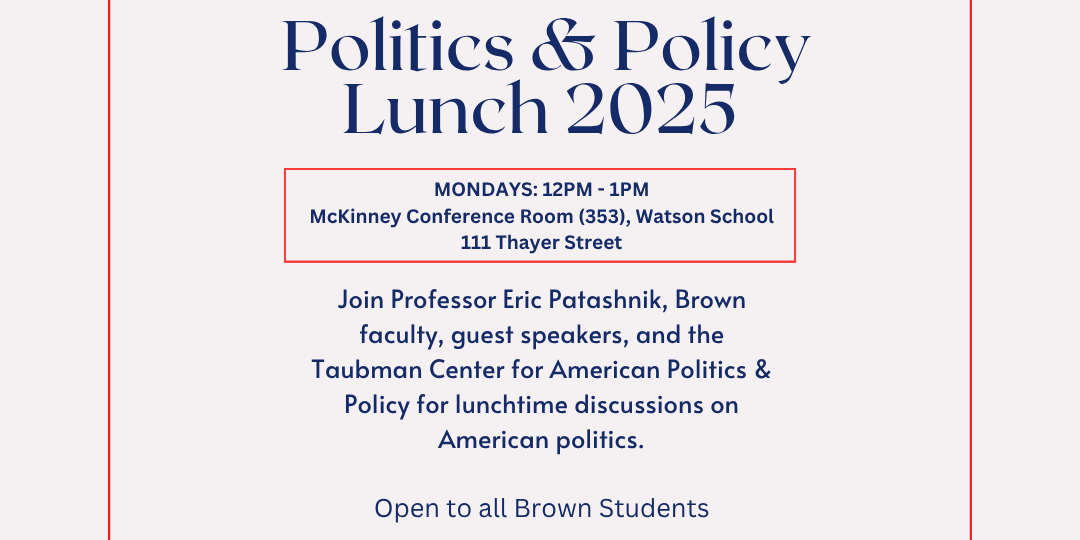 Politics Policy Lunch: Sen Jessica de la Cruz (RI Senate) Events